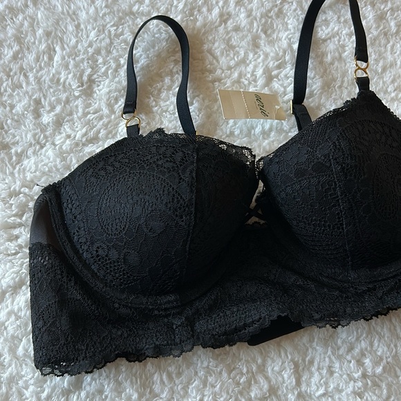 Aerie Black Lace Real Power Blaconette Bra Size 34C NWT - Picture 2 of 6